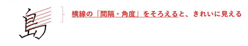 横線の間隔・角度はそろえると、きれいに見える「島」