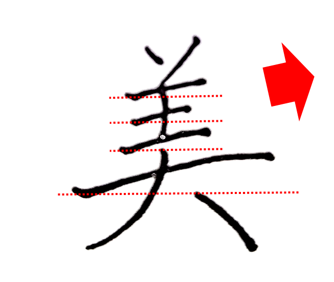 少し右上がりを意識する「美のきれいな書き方」