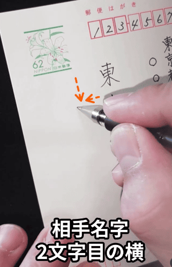 差出人の重賞の位置は、宛名の2文字目の横が書き始めの目安：「ハガキの書き方」