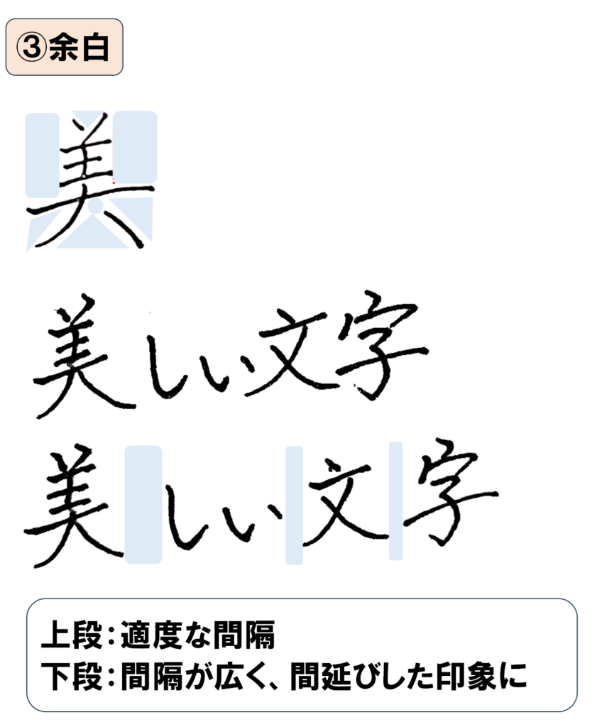 余白の正しい例・悪い例:「ペン字お手本」