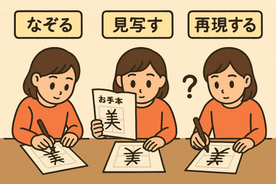練習手順(なぞる→見写す→再現する):「ペン字お手本」