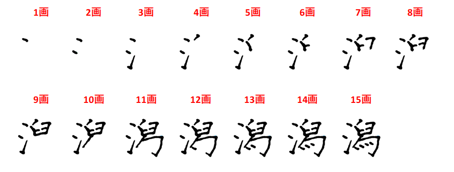 潟の書き順：「潟の書き順」